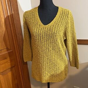 J. Jill Mustard V-Neck Sweater
